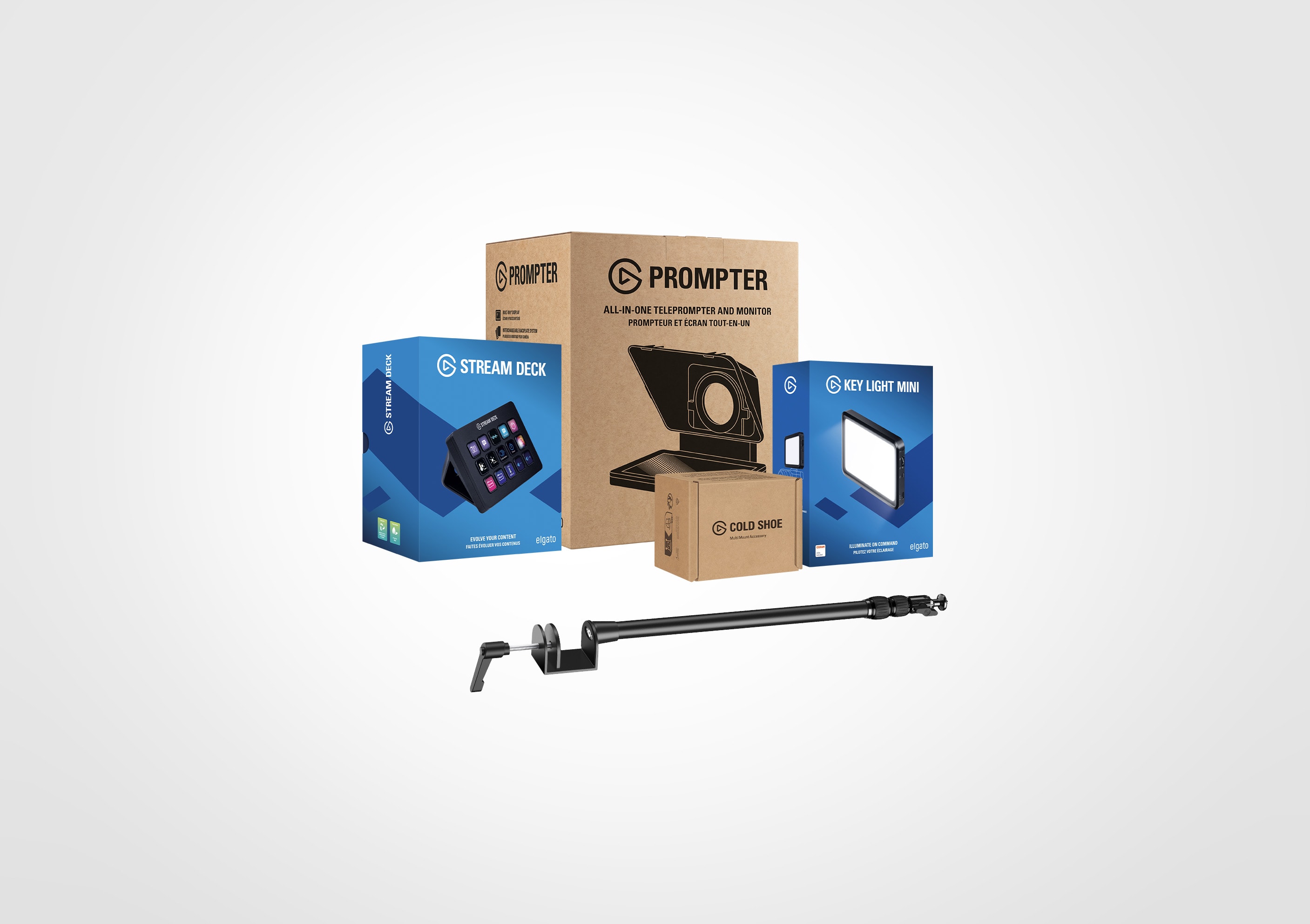 Prompter Mounted Bundle MK2 + Key Light Mini | Elgato Prompter Mounted Bundle MK2 + Key Light Mini | Elgato